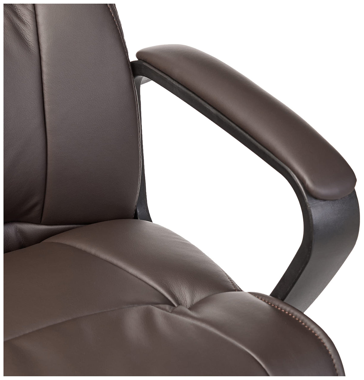 Amazon Basics Office Task Chair with Adjustable Height, 360° Swivel, Padded Armrests, Mid-Back, Rolling, 275 Pound Capacity, 24.2"D x 24"W x 34.8"H, Black Faux Leather