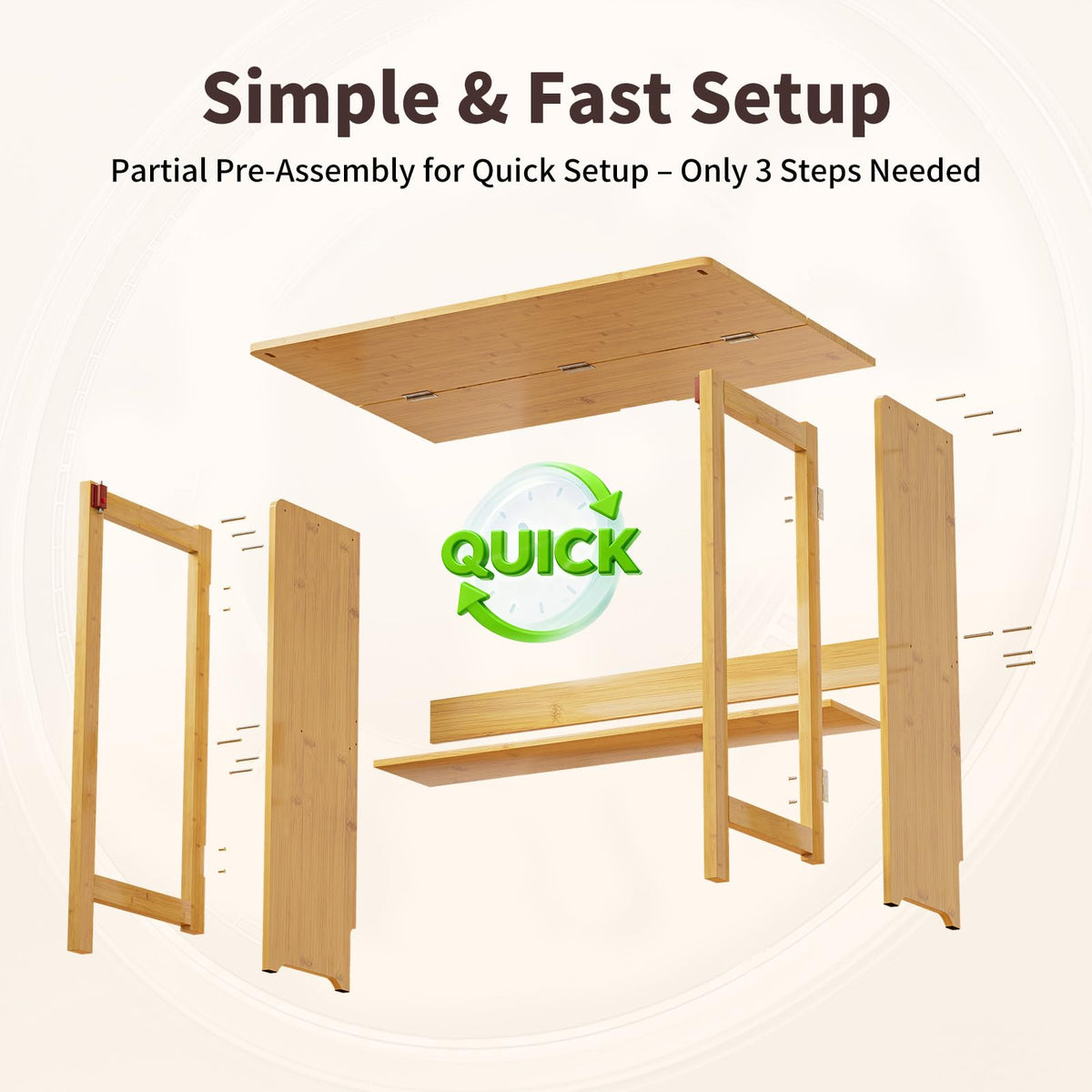 Dezyfurni Bamboo Folding Student Desk with Storage