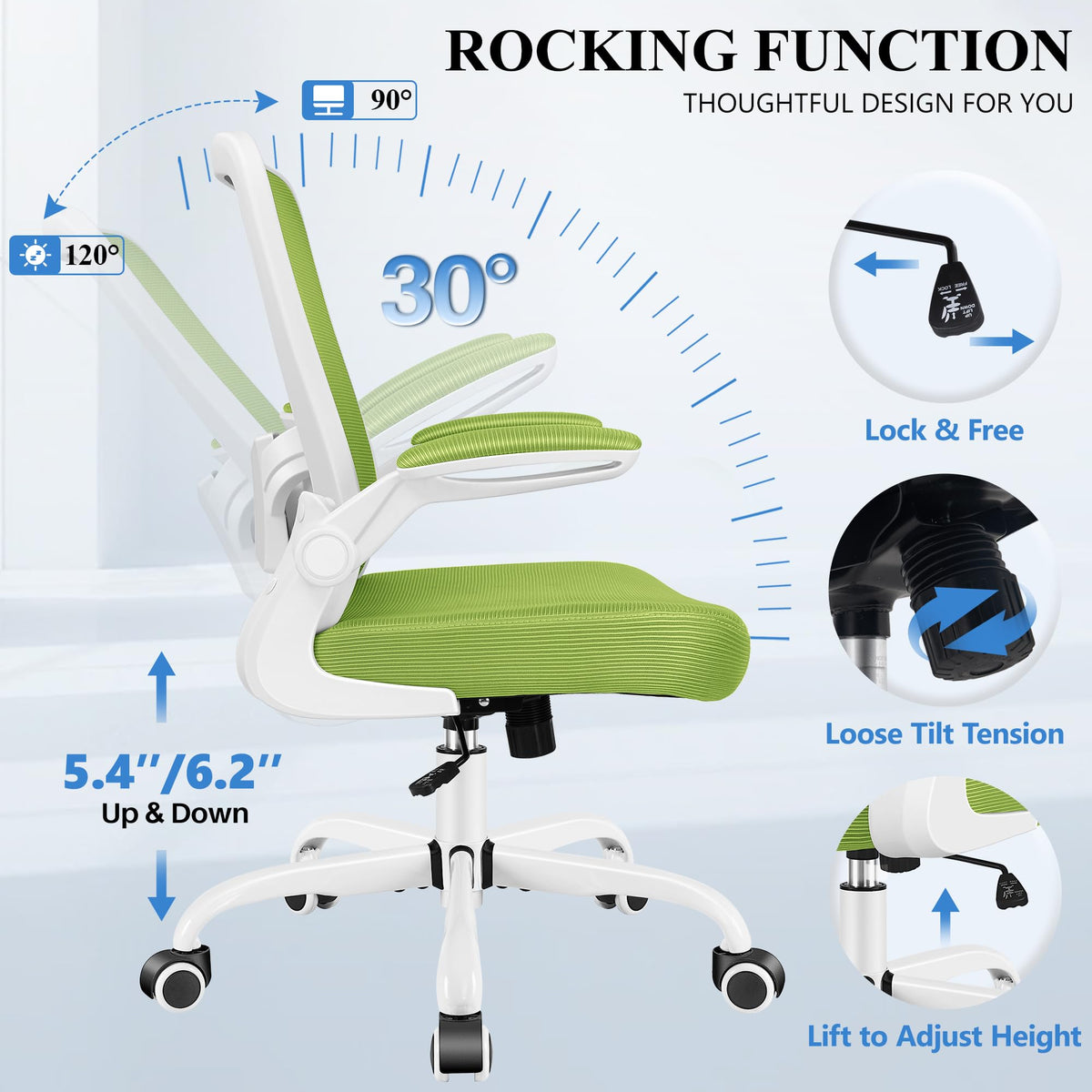 FelixKing Office Chair, Ergonomic Desk Chair Breathable Mesh Chairs Adjustable High Back Lumbar Support Flip-up Armrests, Executive Rolling Swivel Comfy Computer Chairs Home Office Black