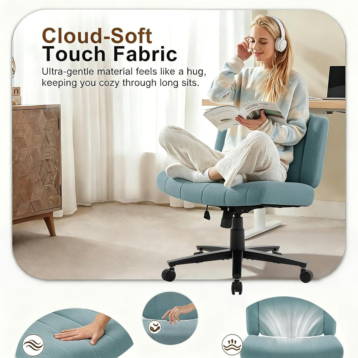 Vigosit Plush Cross-Legged Desk Chair (Multiple Colors)