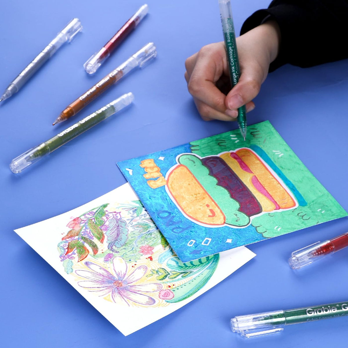 Grabie 18 Color Glitter Gel Pens, Retractable Sparkle Art Pens