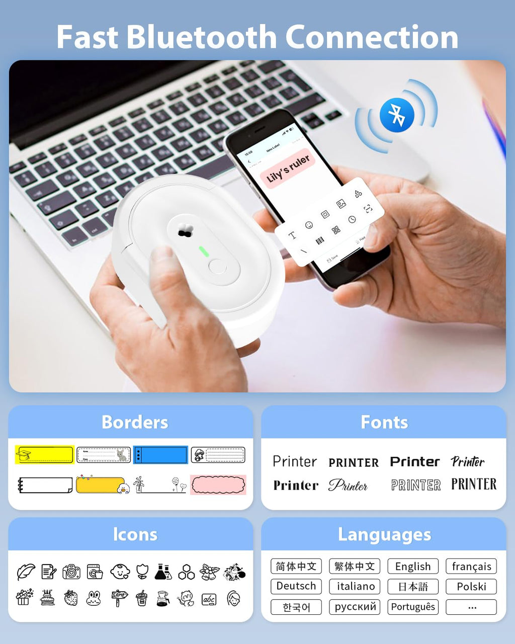 NDYIN Label Maker N12 Bluetooth Thermal Label Printer