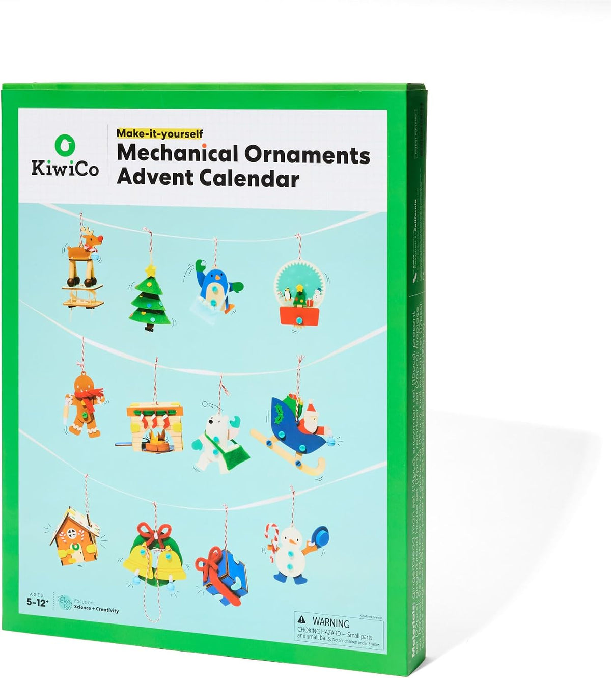 KiwiCo 12 Day Advent Ornaments | Build Your Own Christmas Tree Ornaments | Crackling Fireplace, Spinning Tree, Ringing Bells and More | 2025 Advent Ornaments Gifts for Ages 5+