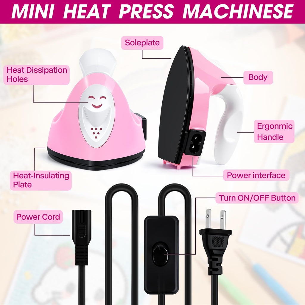 Mini Heat Press Portable Craft Iron For Fuse Beads, Black