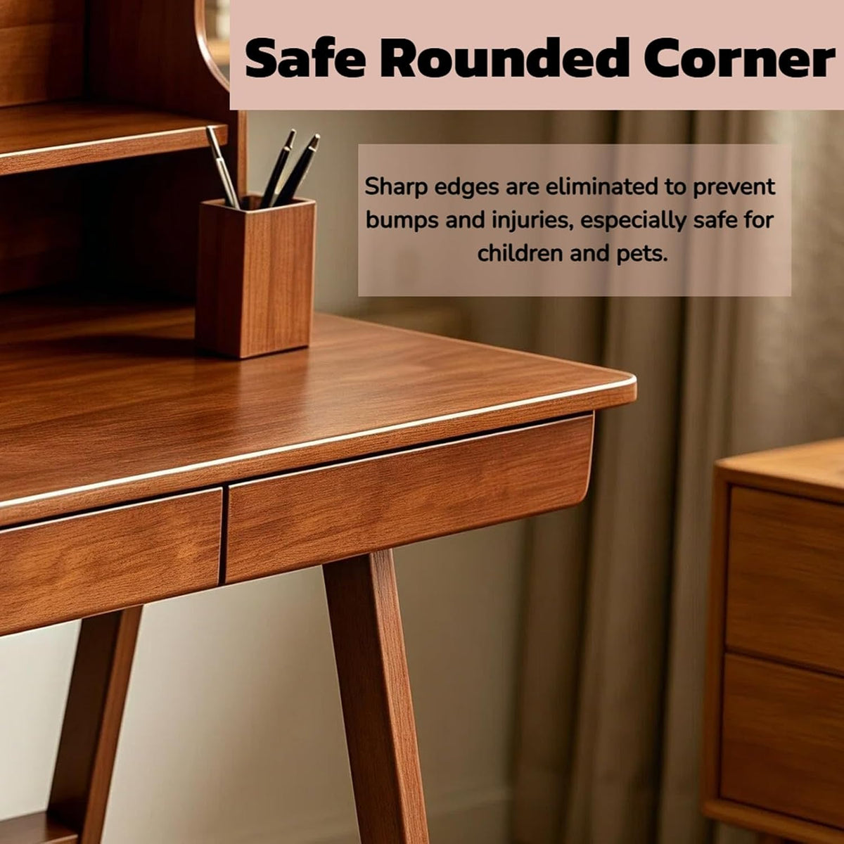 Roockky 39.4-Inch Solid Wood Student Desk with Drawers