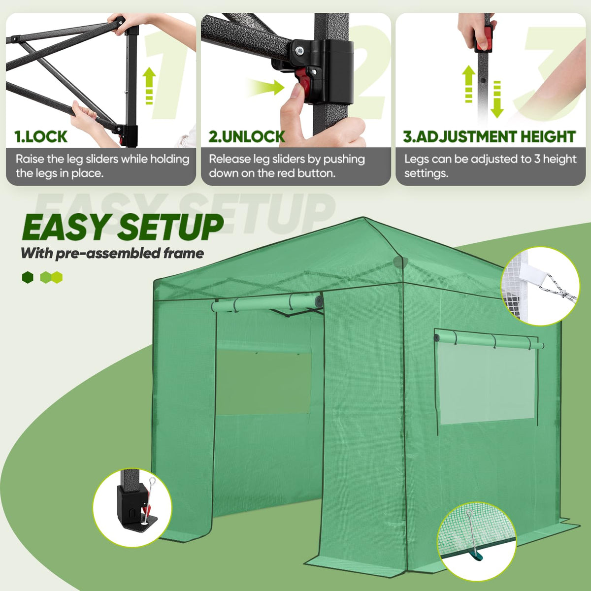EAGLE PEAK Pop-Up Walk-In Greenhouse (Multiple Sizes)