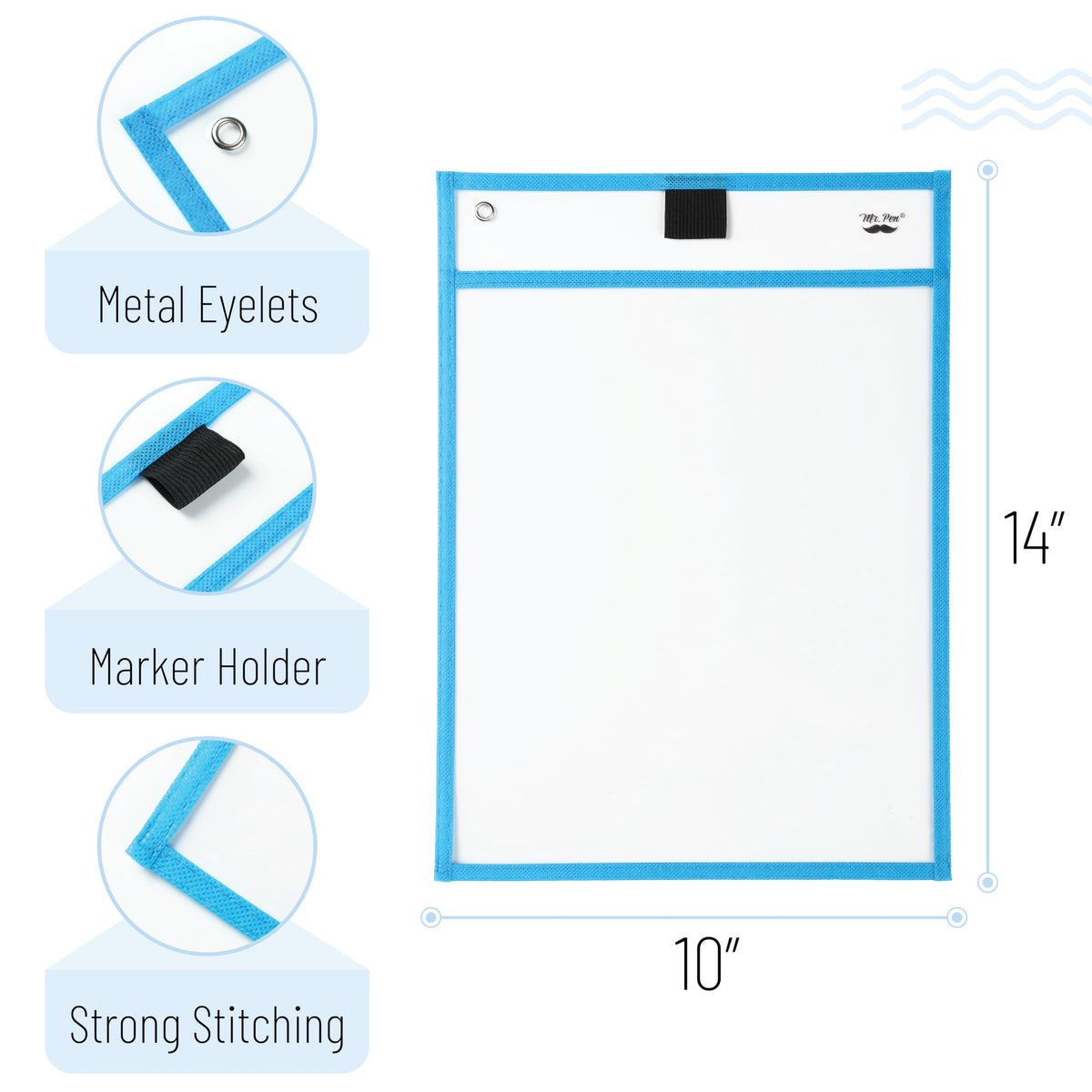 Mr. Pen- Reusable Dry Erase Pocket Sleeves, 10" x 14", 6 Pack, Colorful