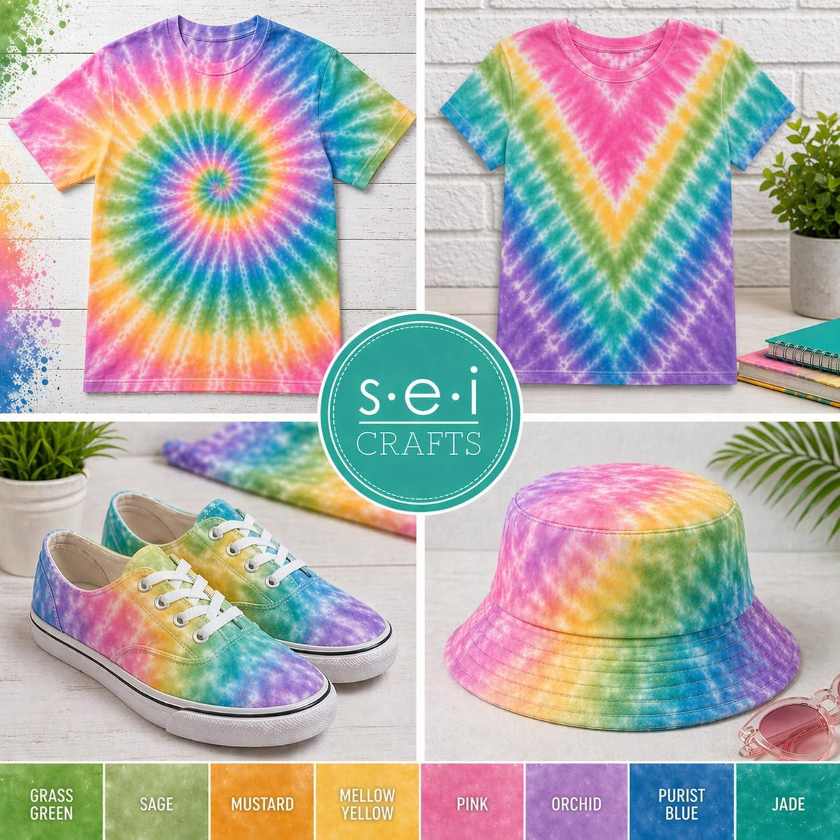 Sei Tie Dye Kit Natural Fade, 8 Color Earth Tone Fabric Dye Spray Set