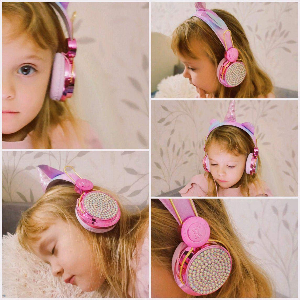 TCJJ Unicorn Kids Wired Headphones with Mic, 3.5mm Jack, On Ear