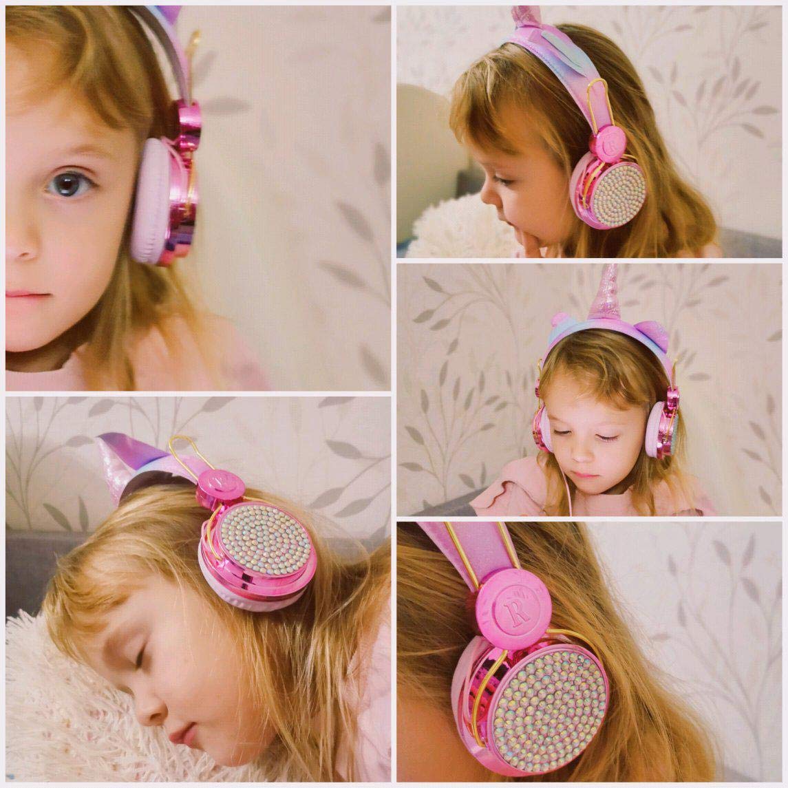 TCJJ Unicorn Kids Wired Headphones with Mic, 3.5mm Jack, On Ear