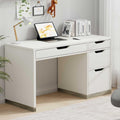 MaverickFurni White Desk with Drawers, 48 Inch Small Computer Desk