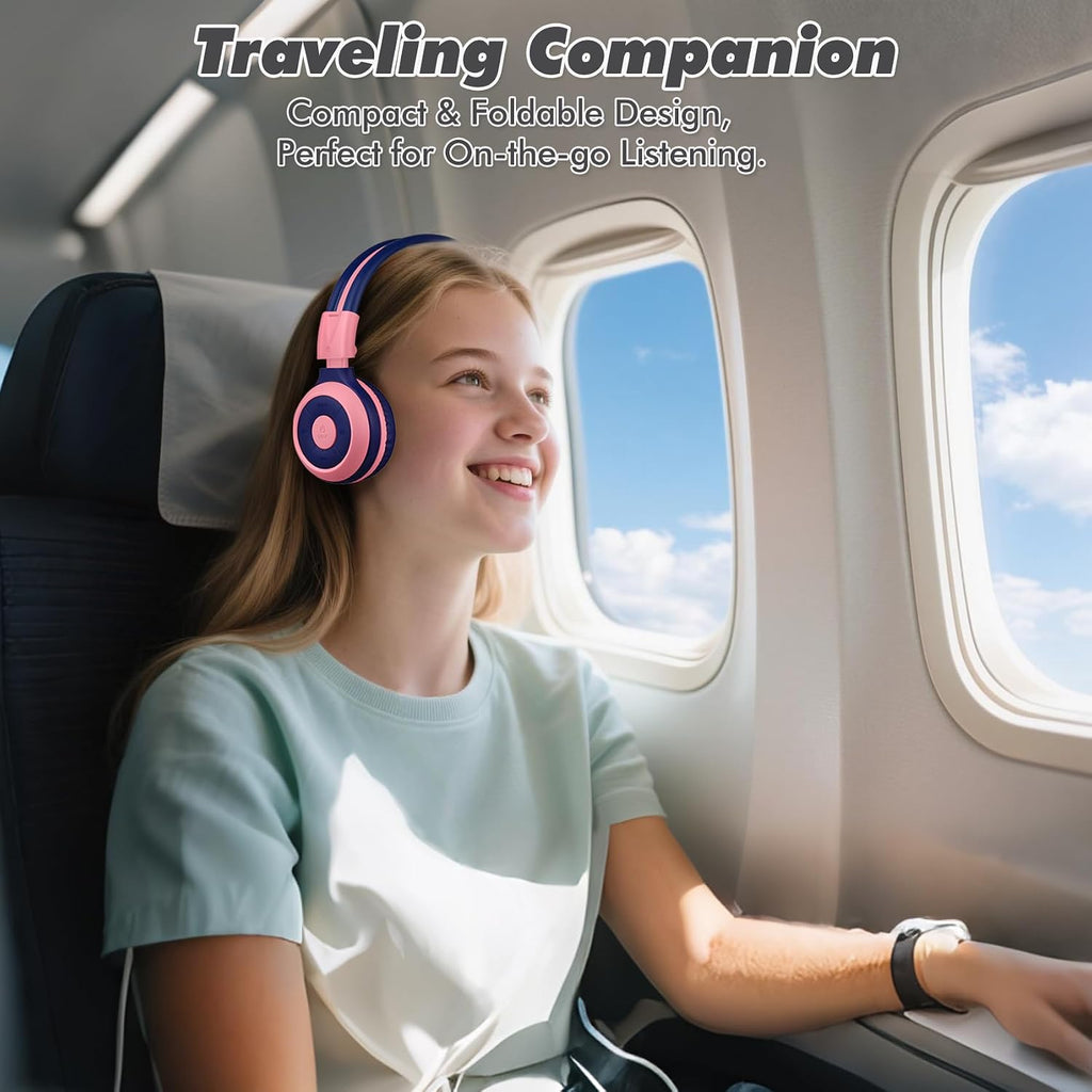 SIMOLIO Kids Wireless Headphones w/Mic for School,75/85/94dB Safe Volume