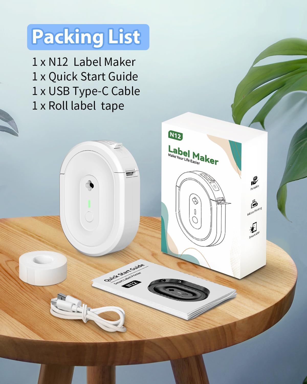 NDYIN Label Maker N12 Bluetooth Thermal Label Printer