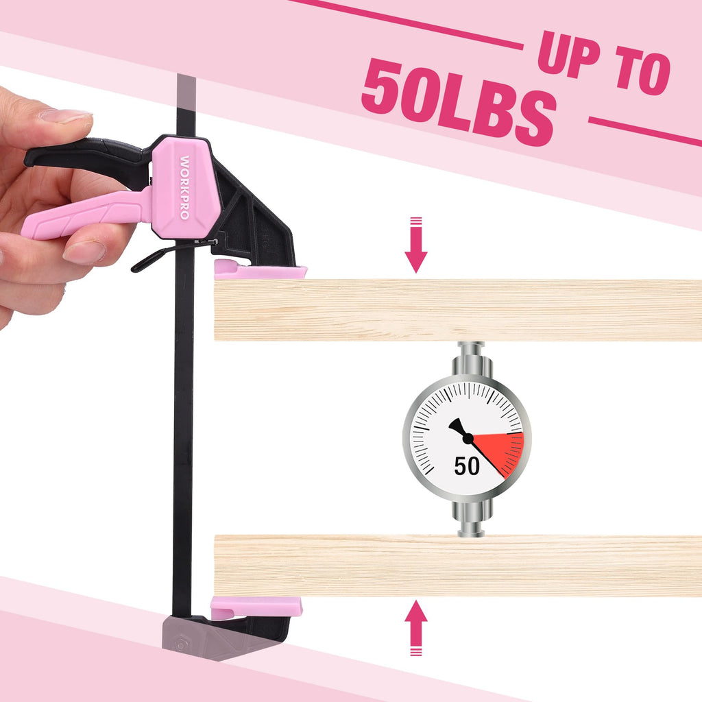 WORKPRO 6" Mini Bar Clamps for Woodworking, 50 lbs Load Limit, 2-Pack