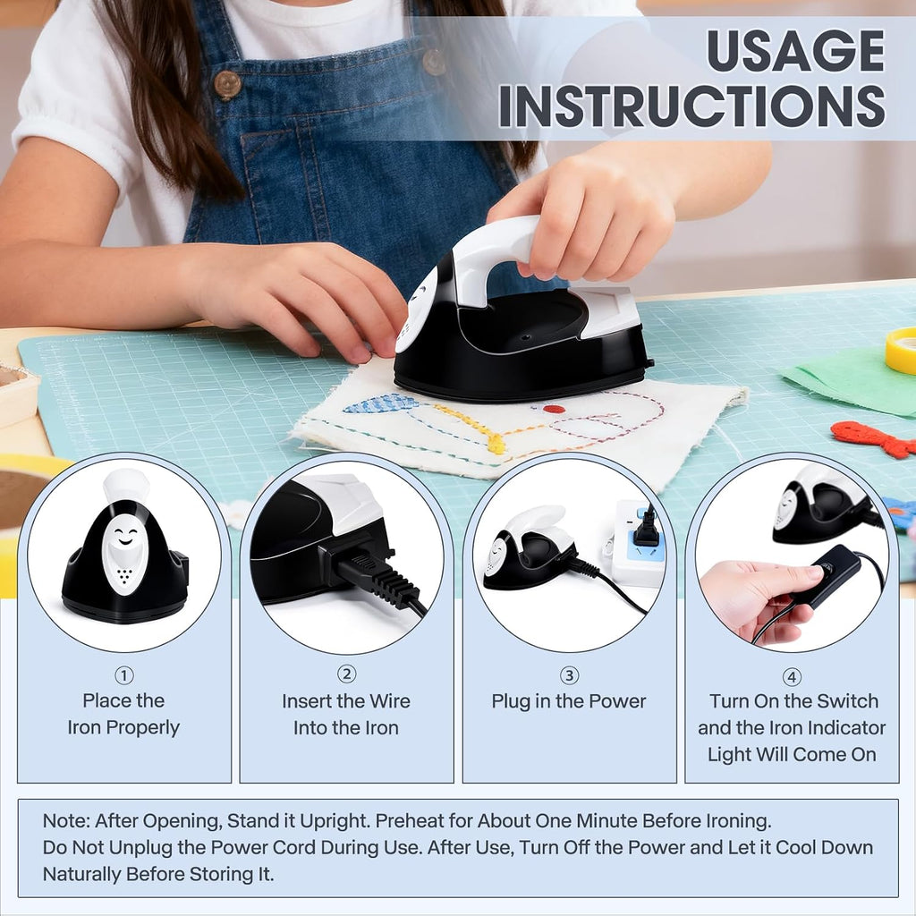 Mini Heat Press Portable Craft Iron For Fuse Beads, Black