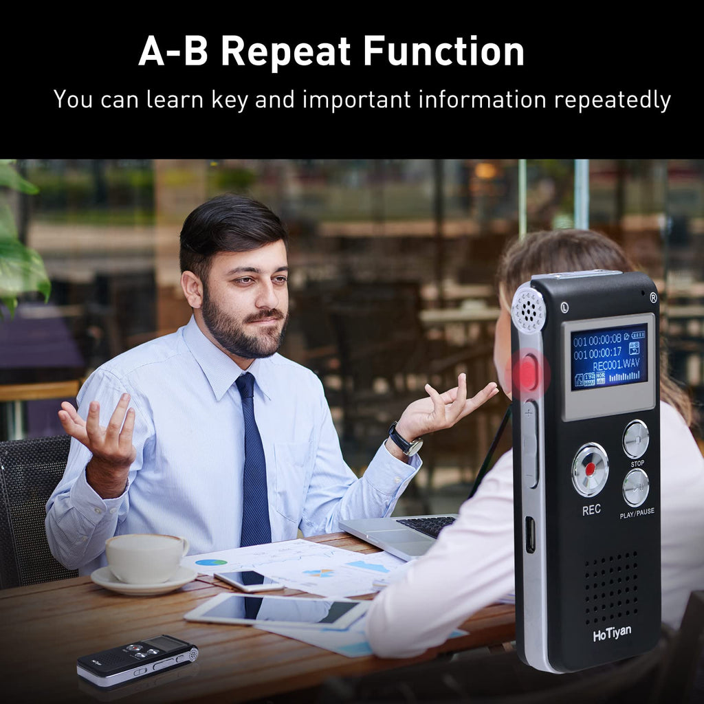 Digital Voice Recorders 8GB Audio Recorder Voice Activated Recorder for Lectures, Meetings, Interviews Recording Device with Microphone USB Cable, MP3 Player (8GB