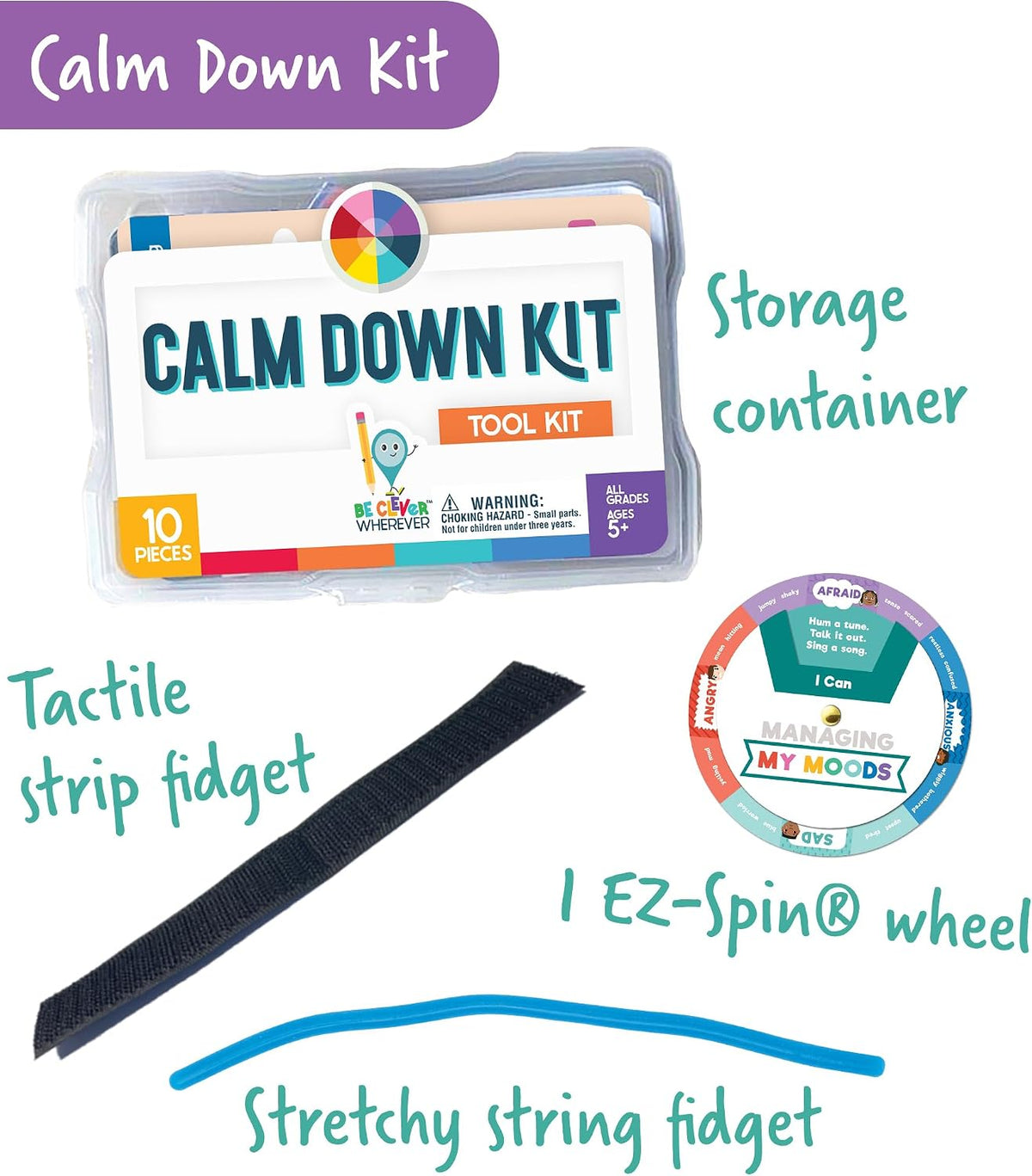 Carson Dellosa Calming Corner Tool Kit, Classroom Emotion Wheel Sensory Set