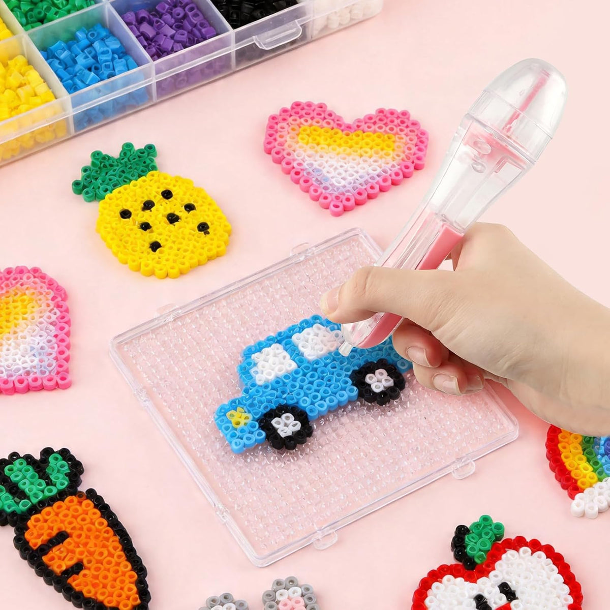 2.6mm Fuse Bead Pen with Automatic Dispenser - 2 Pieces High Capacity & Transparent Fuse Bead Dispenser Perler Bead Tools No Jams for Holiday Home DIY Parent-Child Interaction and Kid's Crafts Boosts