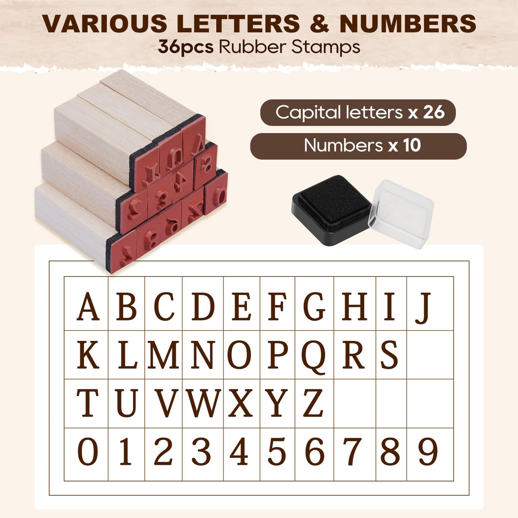 UCEC CRAFT: 70-Piece Alphabet Rubber Stamp Set for Clay & Crafting – Letters, Numbers & Punctuation