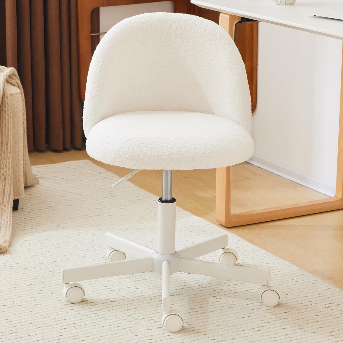 VINGLI Candy Teddy Fleece Armless Study Chair