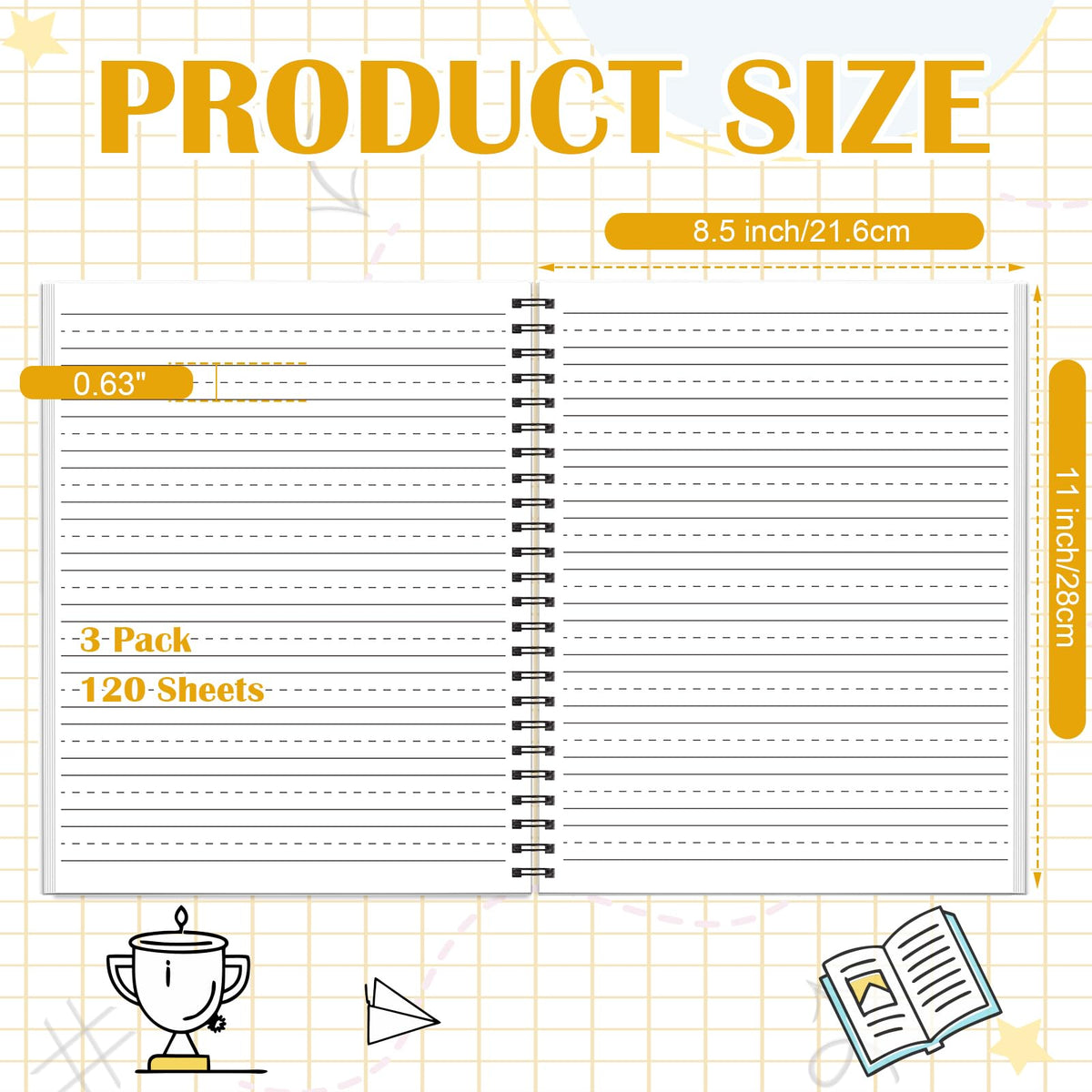 DOSTATNI Raised-Line Spiral Handwriting Pad (40 Sheets per Pad)