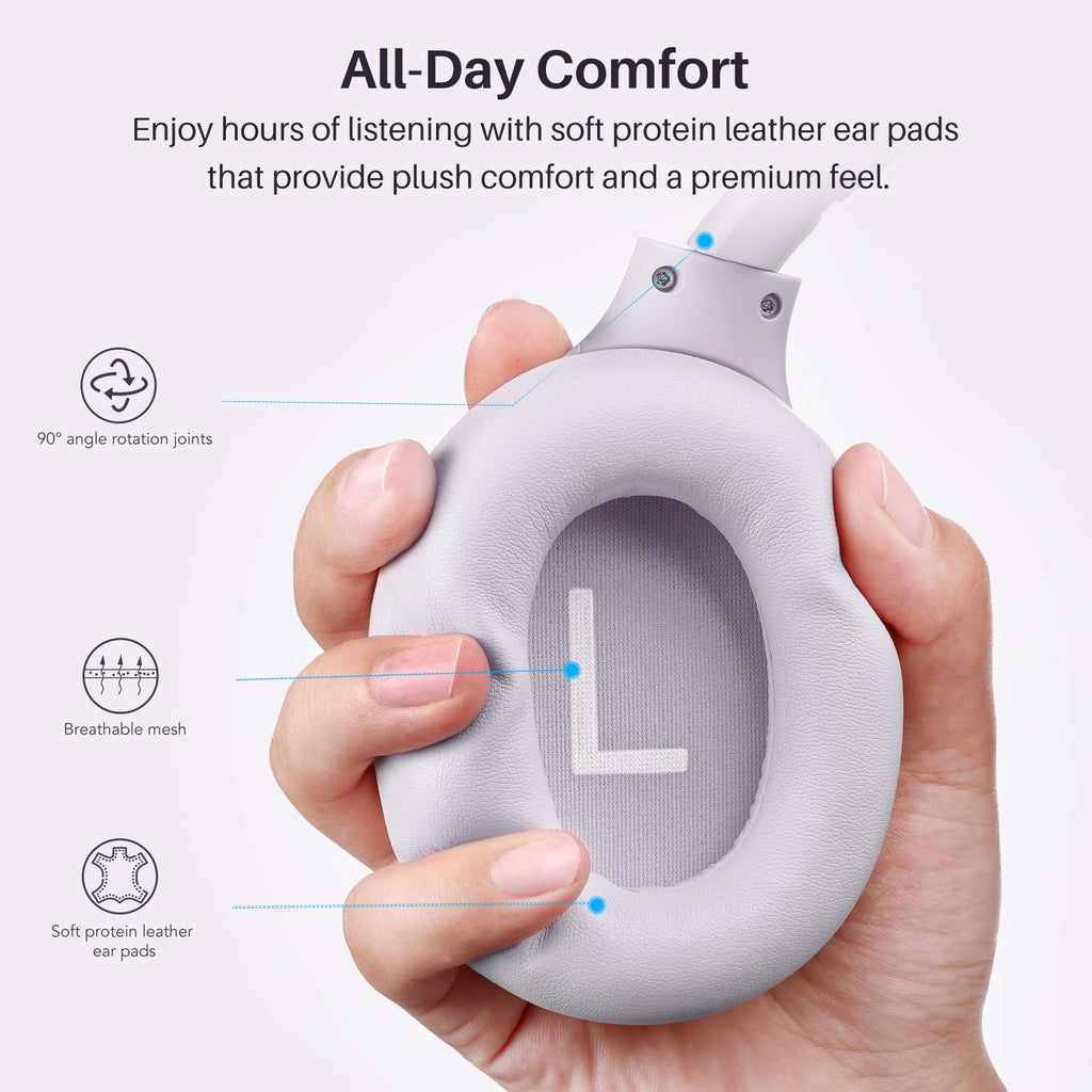 TOZO HT3 Hybrid Noise Cancelling Wireless Headphones, 90H Over Ear Headset