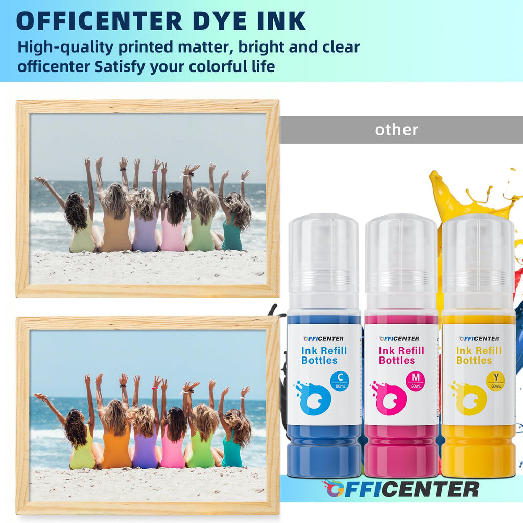 OFFICENTER Compatible Ink Refill Bottles for ET2760 ET-4760 ET2750 ET-3760 ET-2850 ET-15000 ST-4000 ST-2000 ET-3710 ET-3850 ET-3750 ET-4850 ET-3830 ET4750 ET2700 ST3000 ET3700 Printer(2BK C M Y)