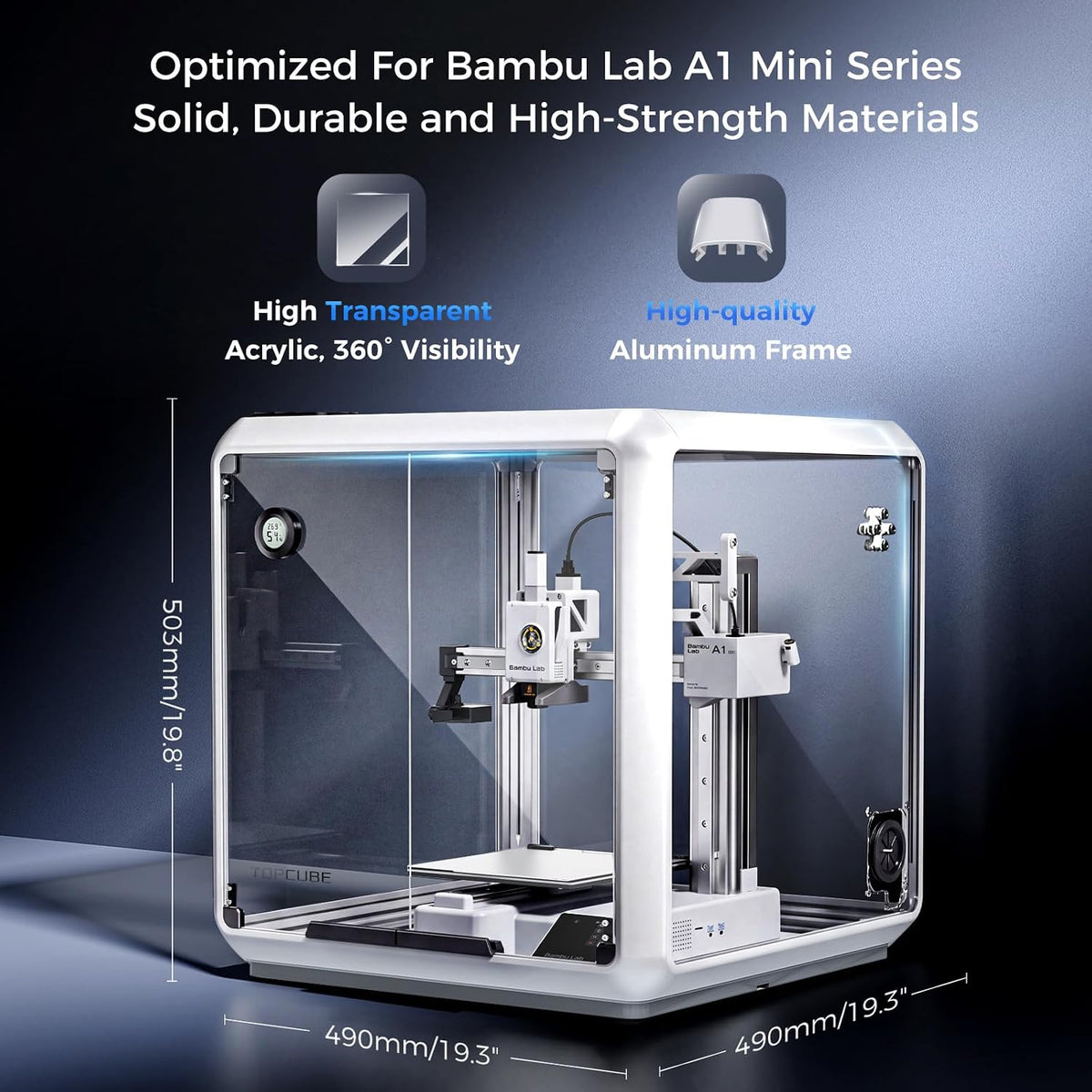 TOPCUBE F2 Mini Acrylic 3D Printer Enclosure for Bambu Lab A1 Mini