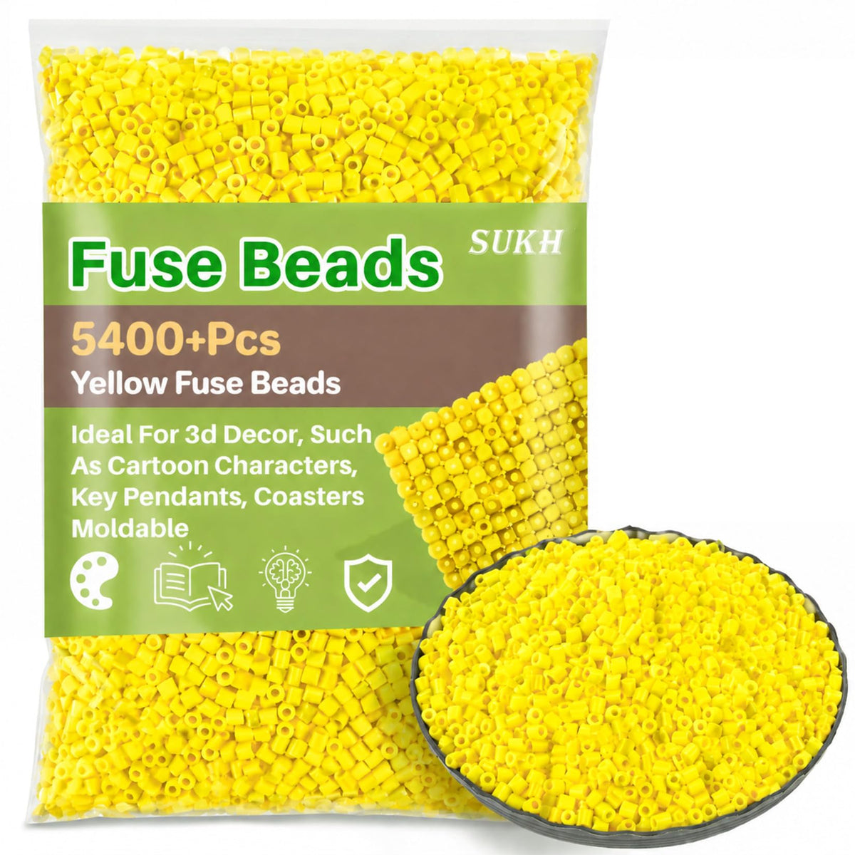 Sukh 5400+Pcs Fuse Beads Bulk - 5mm Melting Beads for Crafts, 24 Colors