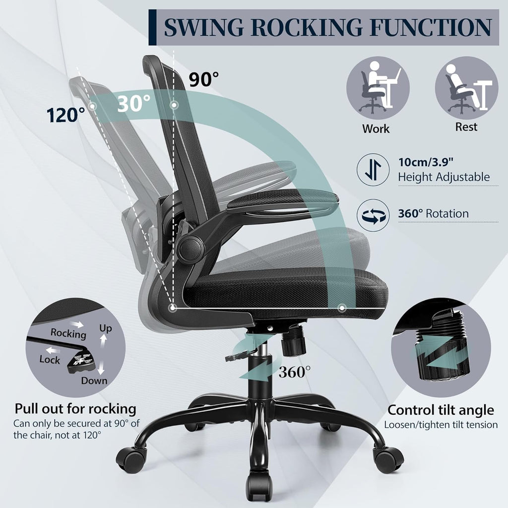FelixKing Office Chair, Ergonomic Comfy Desk Chair with Flip-up Armrests