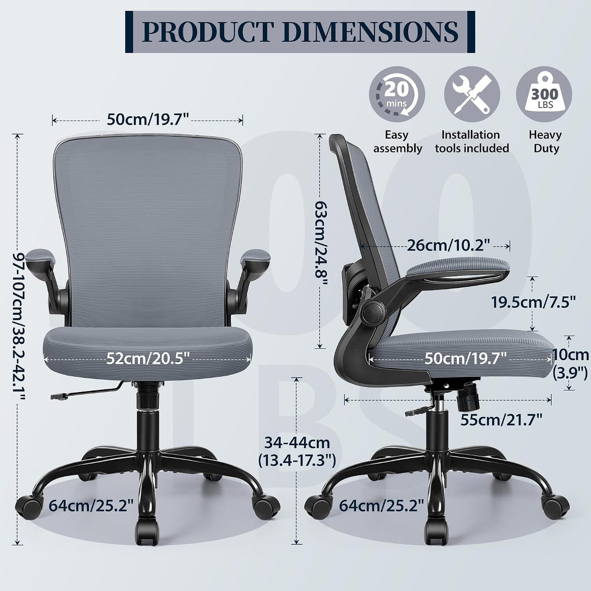 FelixKing Office Chair, Ergonomic Comfy Desk Chair with Flip-up Armrests