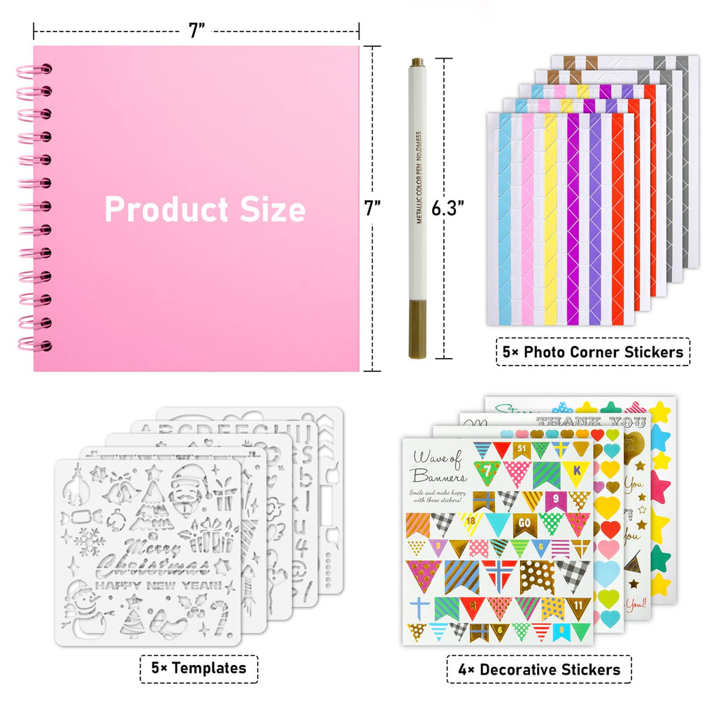 Gotideal 80 Pages Scrapbook Album with 10 Metallic Markers, Black