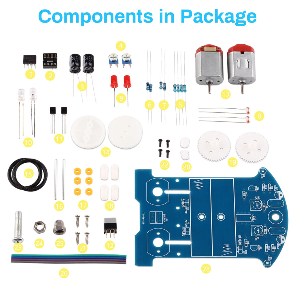 MiOYOOW Line Following Robot Car Kit, Beginners Smart Car Soldering Practice Kit STEM Educational Electronics Soldering Projects for School and Home Learning