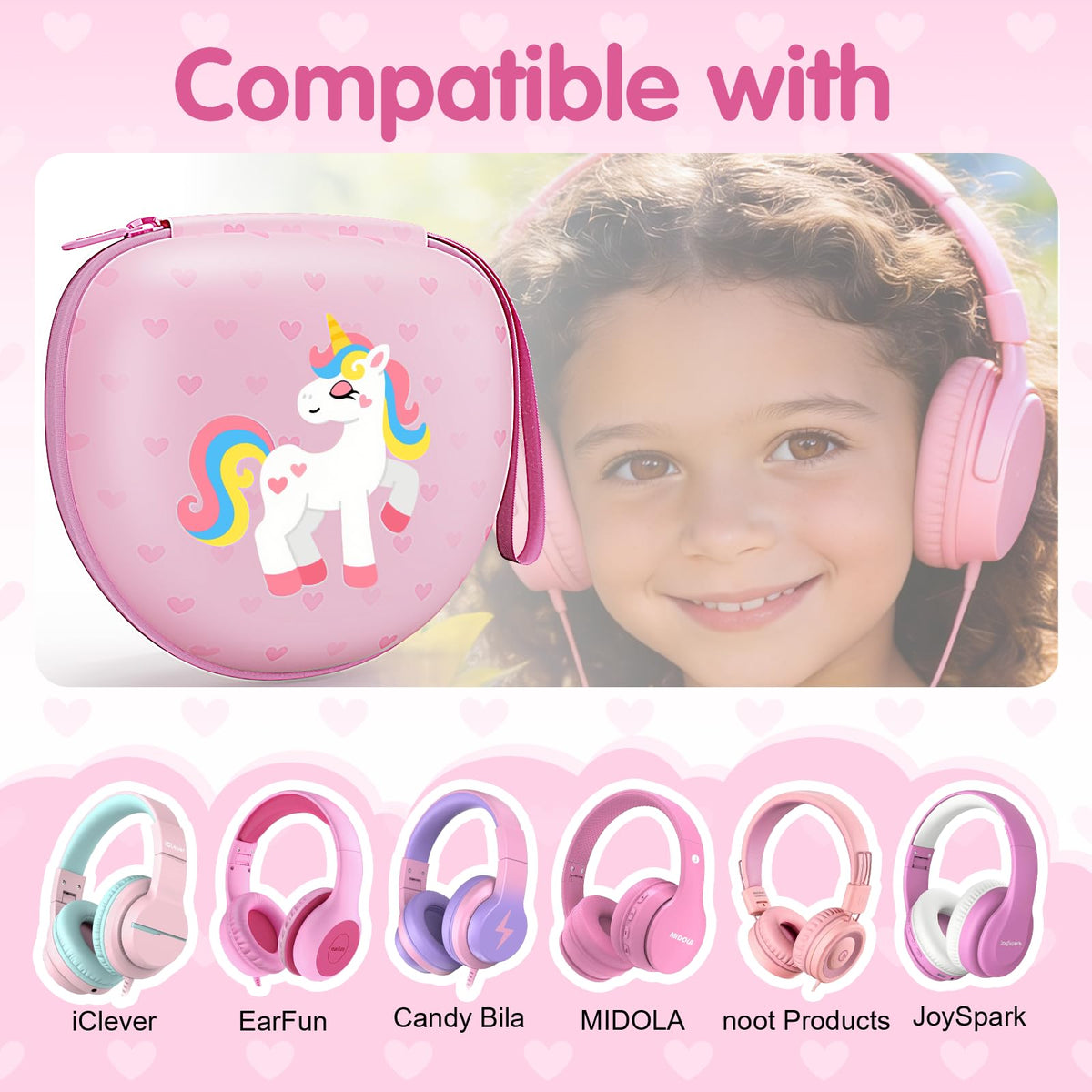 Kids Headphones Case for Folding Headphone, Black (Case Only)
