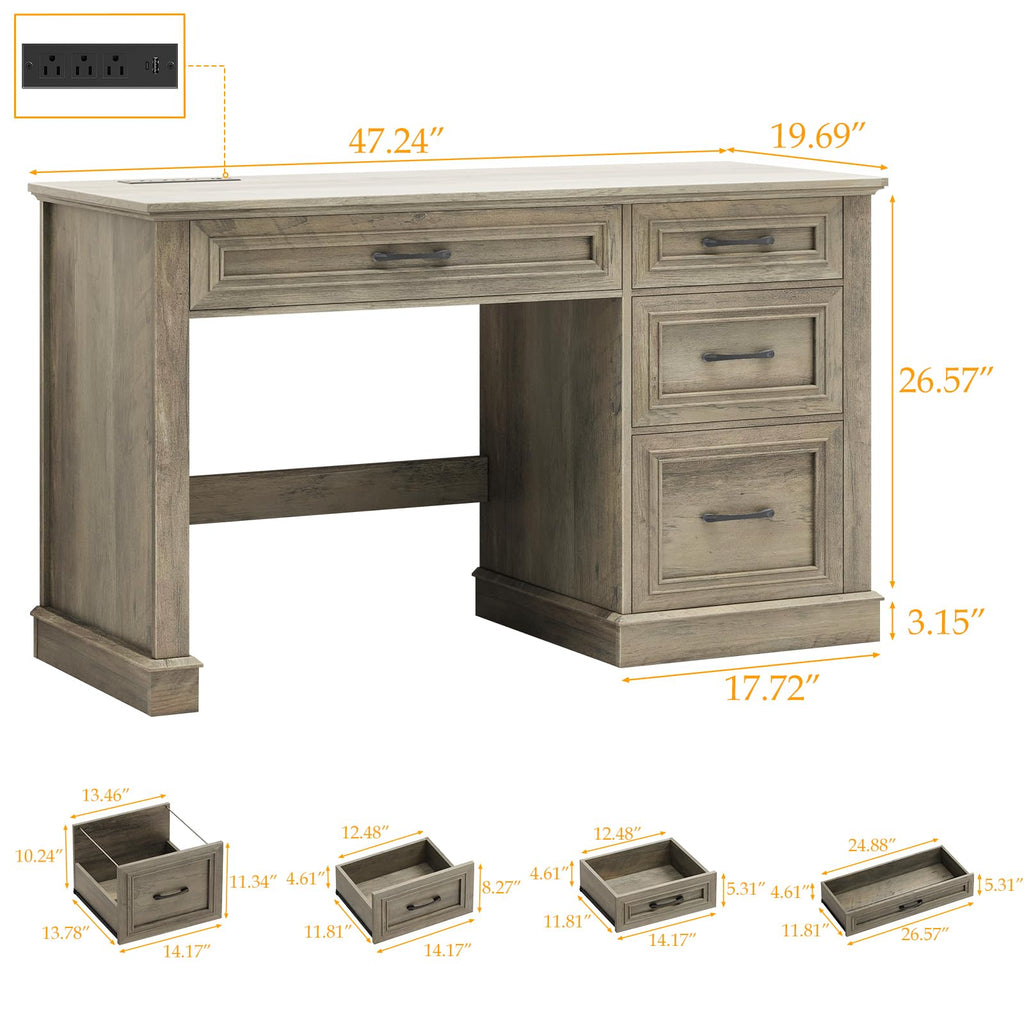 Vabches 47-Inch Student Desk with Drawers