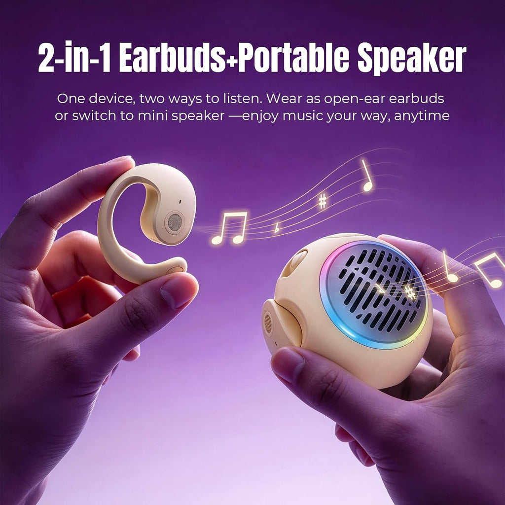 Xmenha Purple Kids Wireless Open Ear Over the Ear Earbuds for Kids Ear Buds Air Bone Conduction Headphones Bluetooth Headset Small Mini Portable Bluetooth Speaker