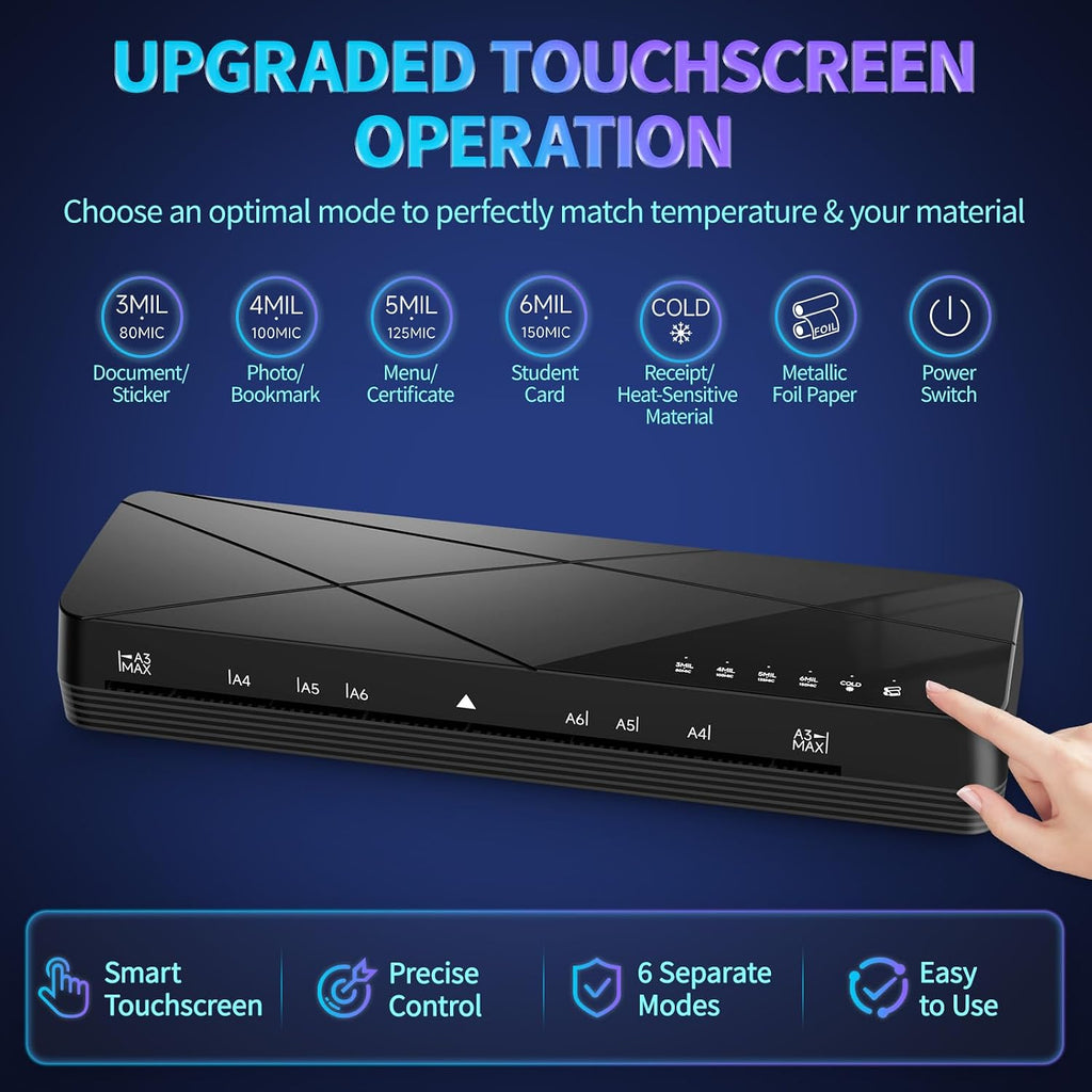 Crenova: 13" Touchscreen Laminator with 6 Lamination Modes