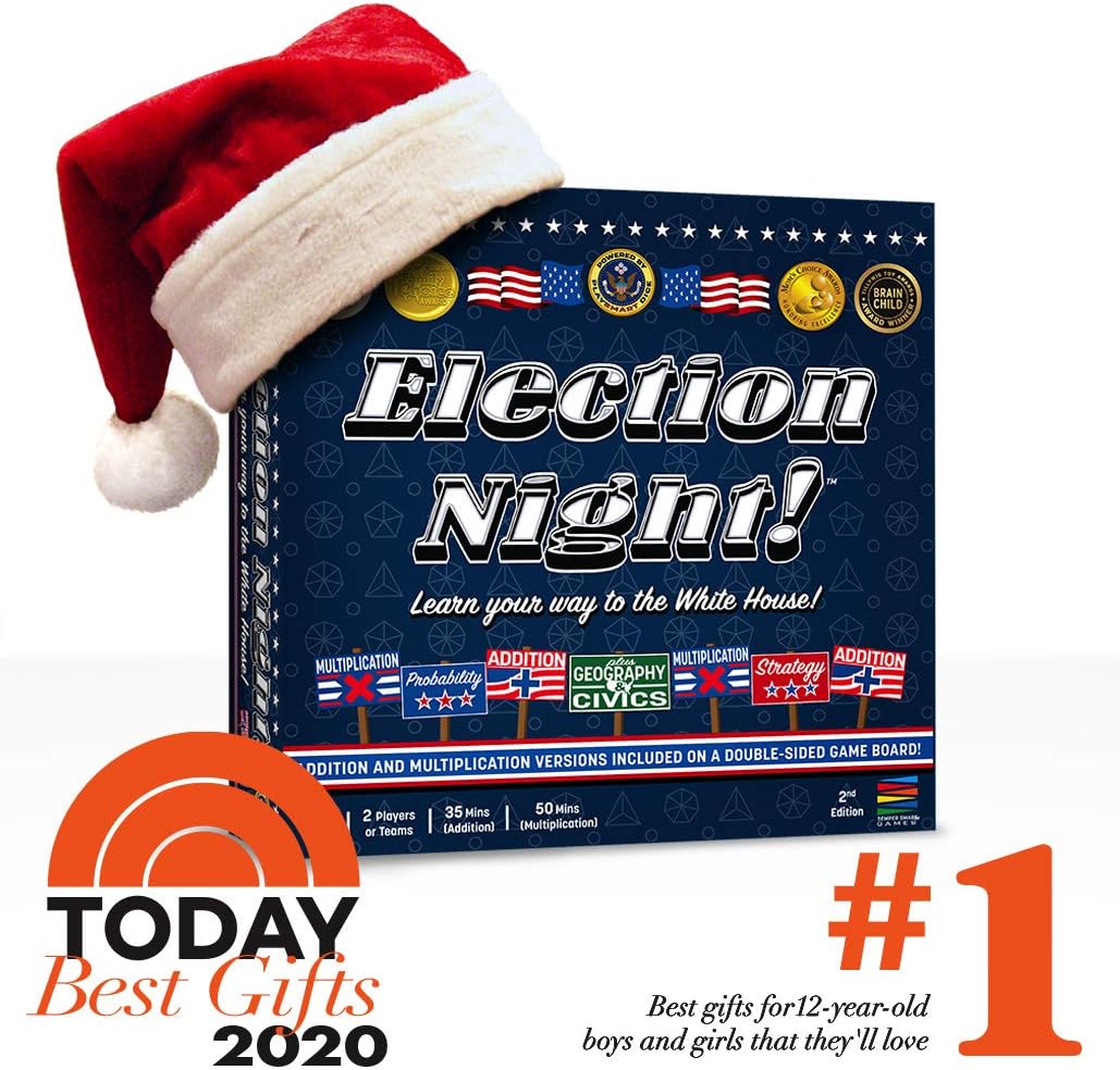 Semper Smart Games Election Night! A Super Fun Board Game to Learn Math, Geography, and Civics with Dice – Updated Electoral College Game for Kids and Families (Ages 8 & Up)
