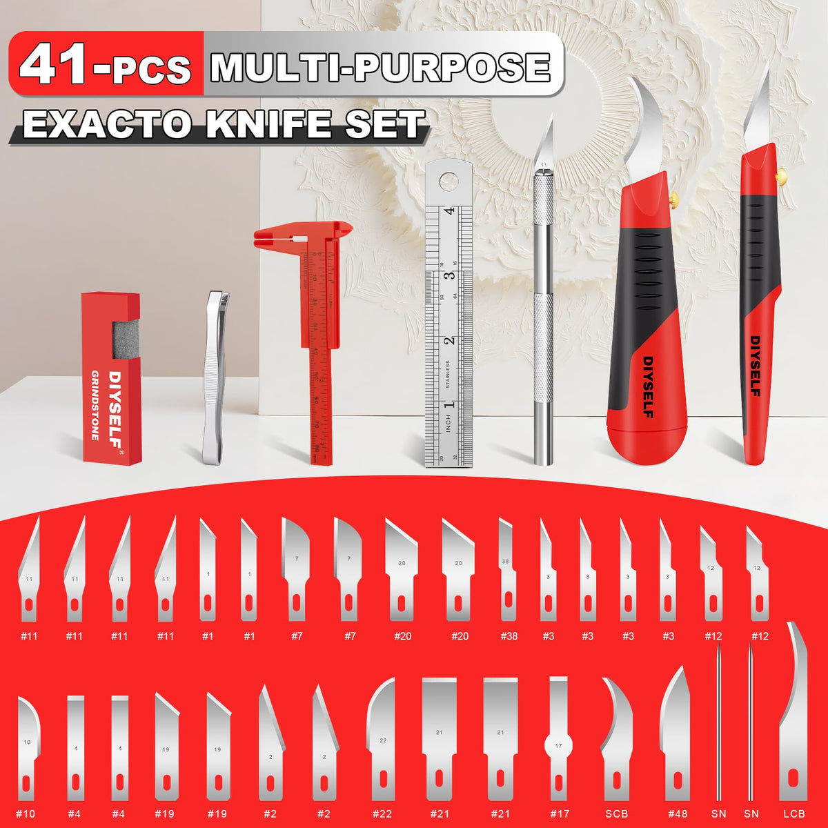 DIYSELF Craft Hobby Knife Set with 10 Extra #11 Blades, 6-Inch Metal Ruler
