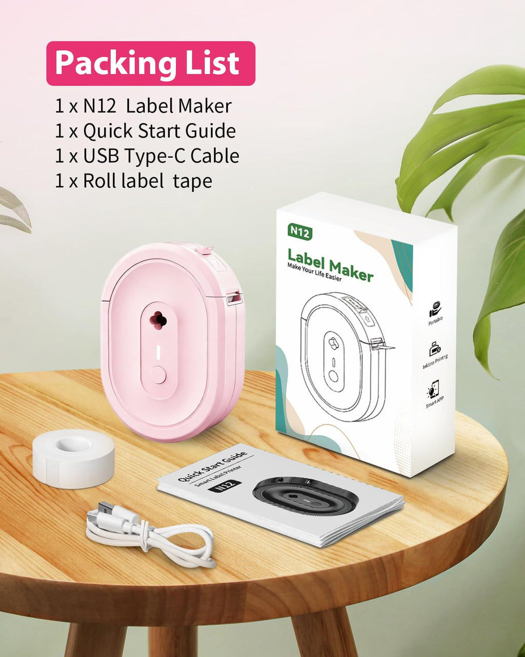 NDYIN Label Maker N12 Bluetooth Thermal Label Printer