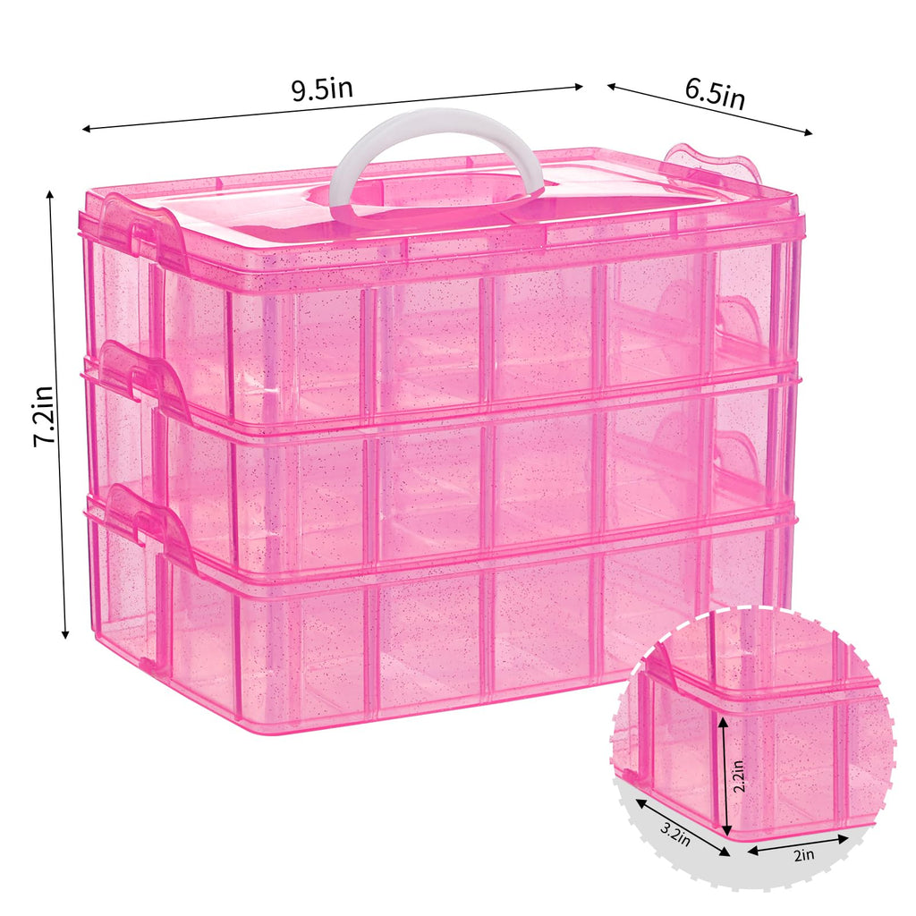 Bead Organizer 3 Tier 30 grid Stackable Craft Tackle Storage Container