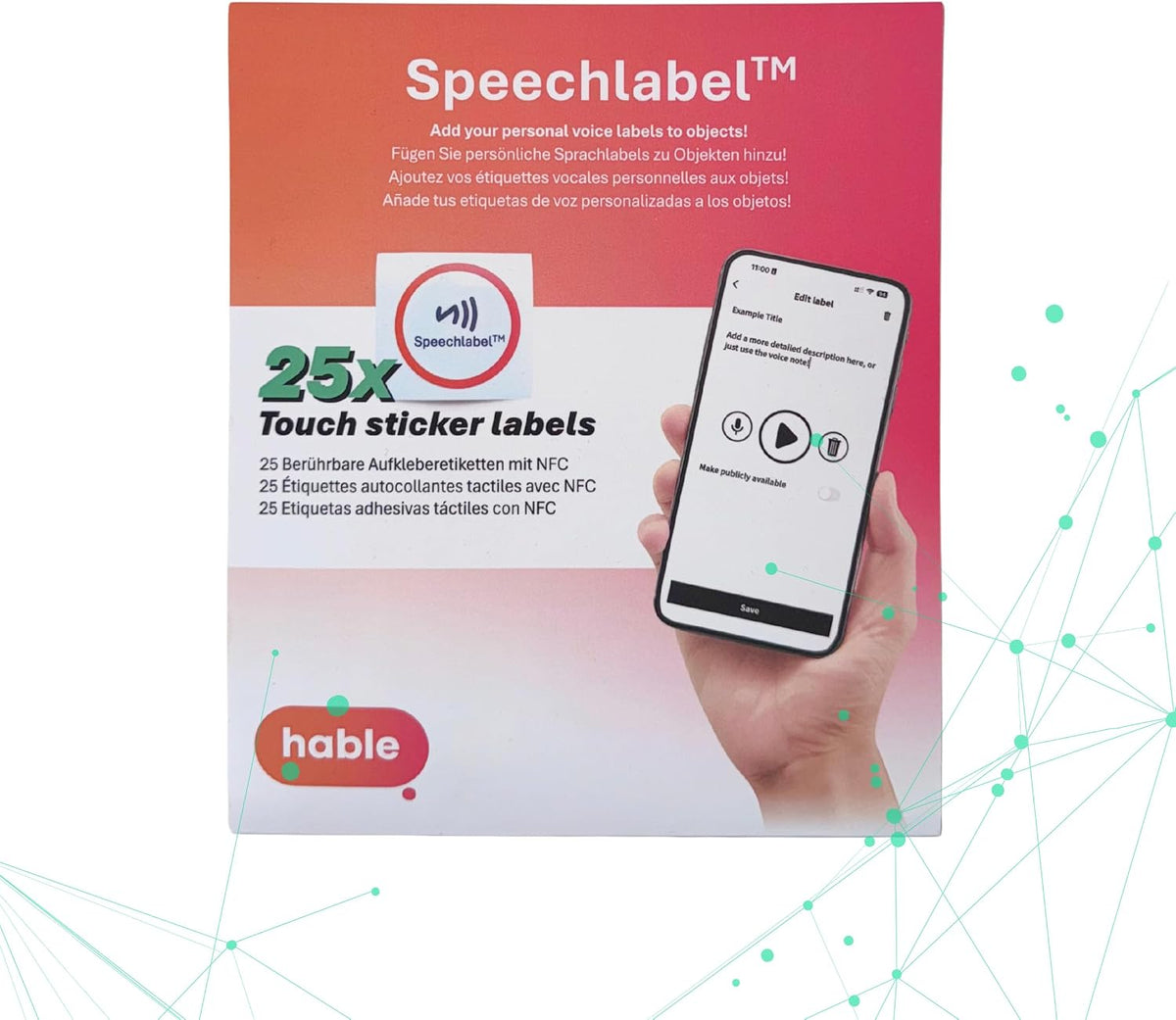 Hable SpeechLabel Recordable NFC Stickers - 25 Tap Audio Labels