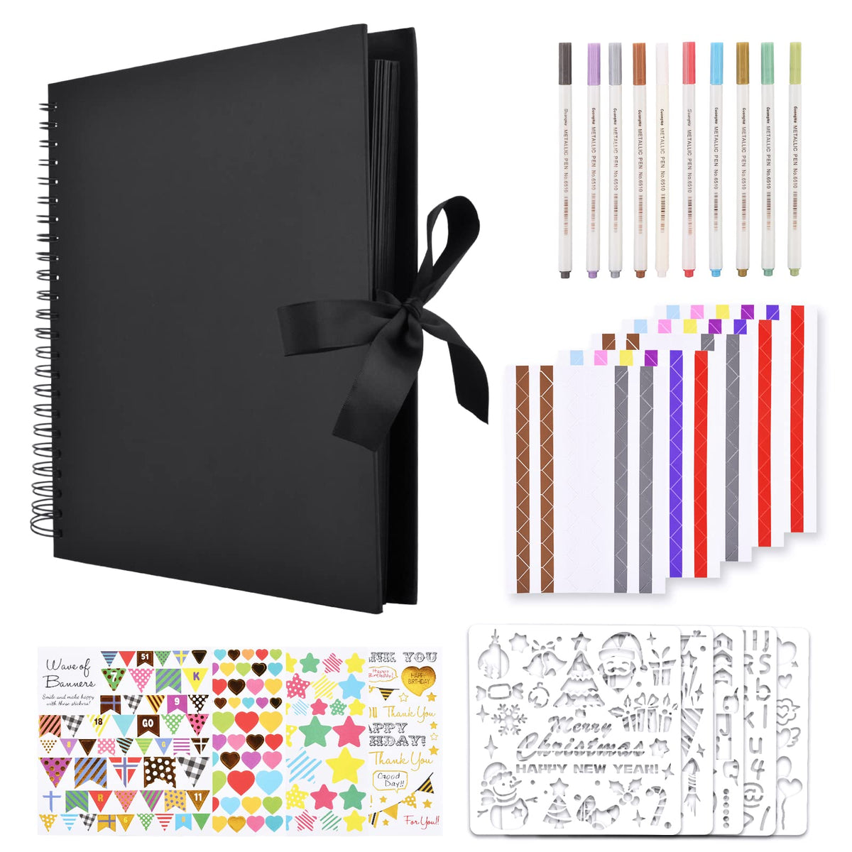 GOTIDEAL: Scrapbook Album with Metallic Markers & Photo Corners (Multiple Sizes & Colors)