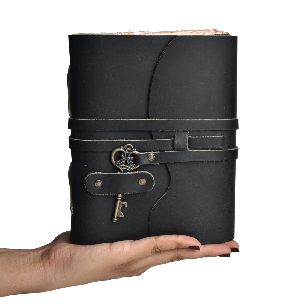 LEATHER VILLAGE Vintage Leather Journal Key Lock, Teal 6x4.