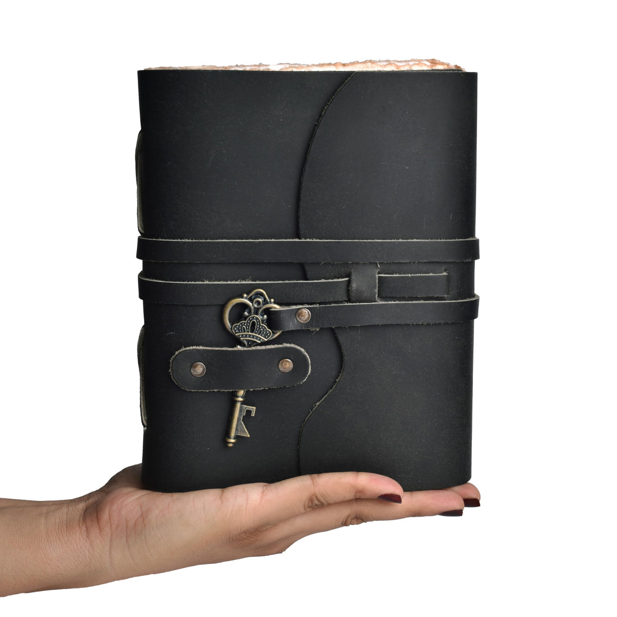 LEATHER VILLAGE Vintage Leather Journal Key Lock, Teal 6x4.