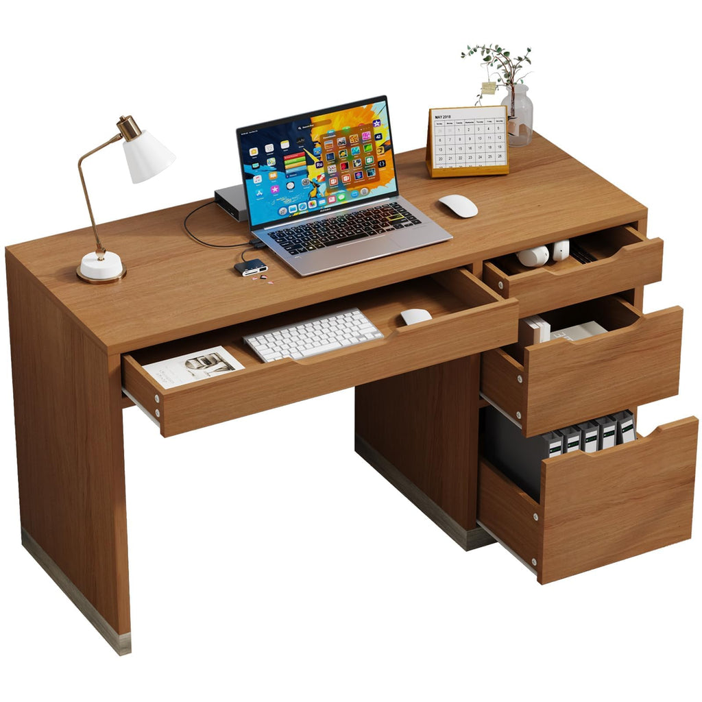 MaverickFurni White Desk with Drawers, 48 Inch Small Computer Desk