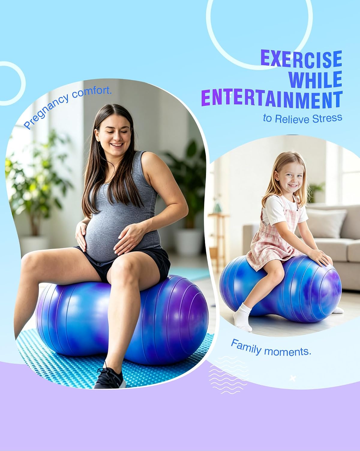 ZOOJOY Peanut Ball for Kids and Adults, 18/20Inch Anti-Burst Exercise Ball