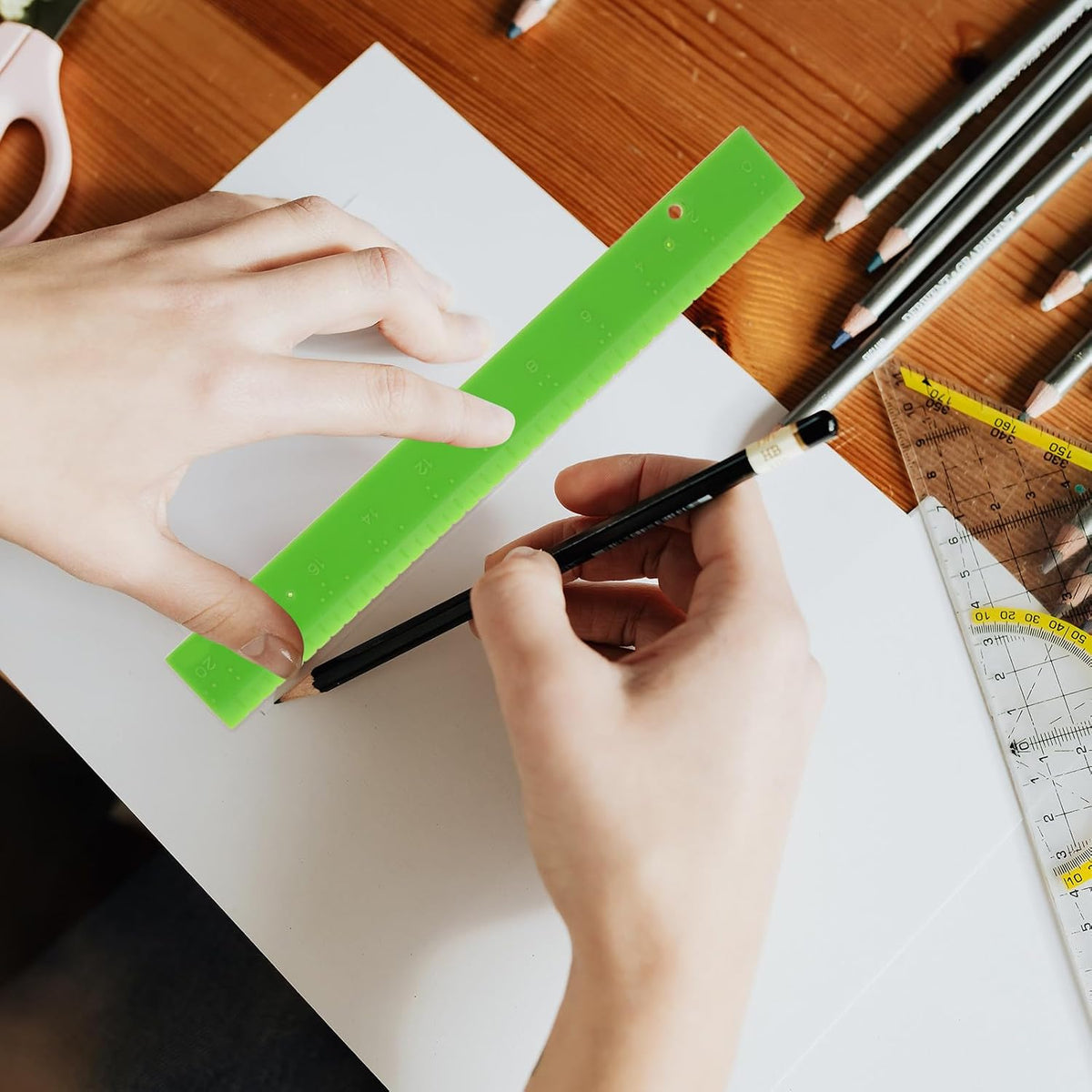 Ipetboom Braille Ruler for the Visually Impaired, Tactile Measuring Tool