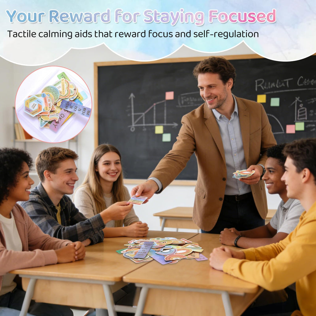 108 Pieces Sensory Stickers - 2 Textured Surface Sensory Stickers with Storage Box - Fidget Strips for Adults, and ADHD - Anxiety Relief Mindfulness Stickers for Office Desk