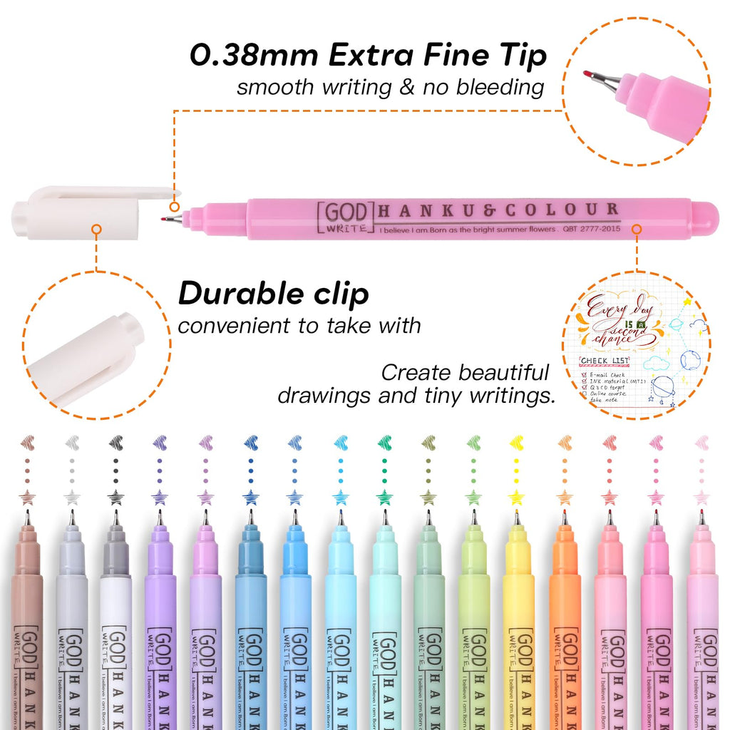 HANKU Colored Bible Pens, 8 Pack 0.38mm Fine Point Pen No Bleed Through